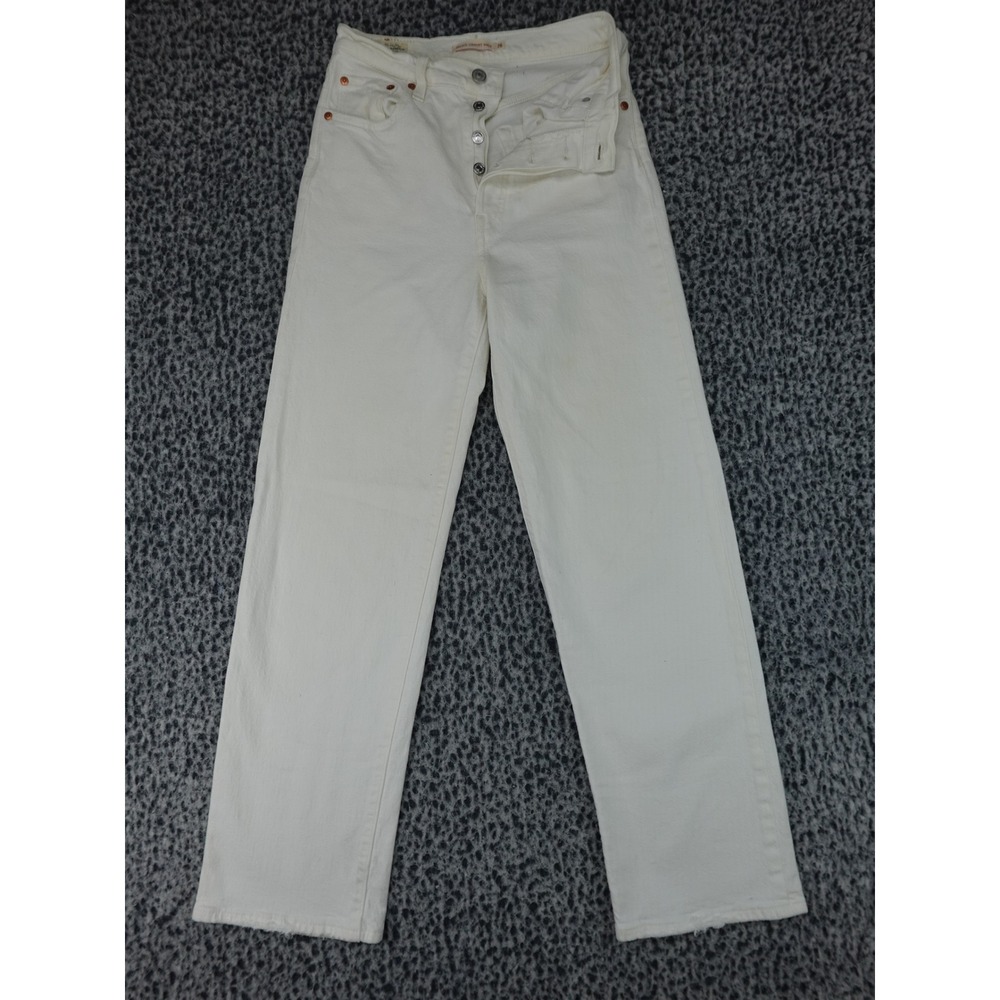 Levis Ribcage Straight‎ Ankle Womens 26 White High Rise Button Fly 72693-0076